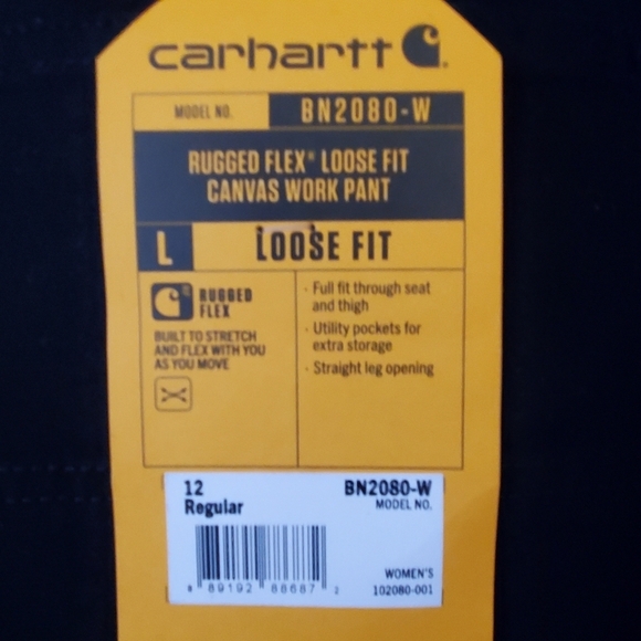 Carhartt  loose fit NWT SZ 12. rugged flex canvas work pant. Black straight leg - Picture 4 of 9